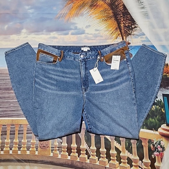 Good American Suede Mix Jeans Size 18 NWT - Picture 1 of 7